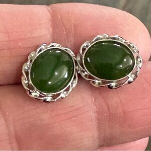 Elegant Silver and Green Earrings